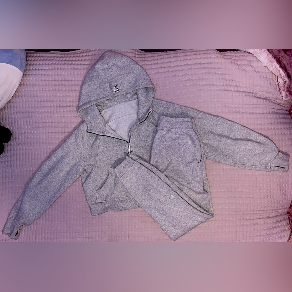 grey scuba set (scuba oversized half zip hoodie + scuba HR relaxed joggers)